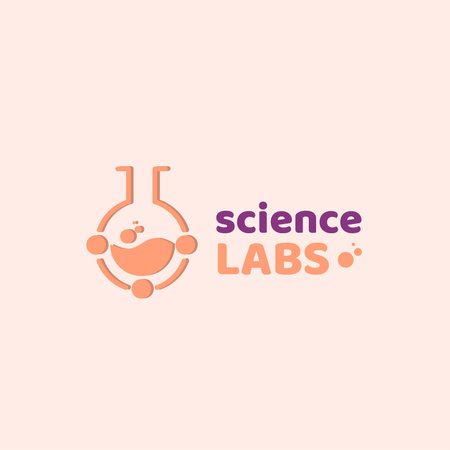 Laboratory Equipment with Glass Flask Icon Logo Tasarım Şablonu