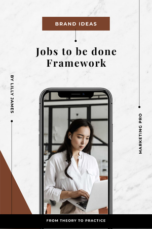 Modèle de visuel Phone Screen with Businesswoman working in office - Pinterest