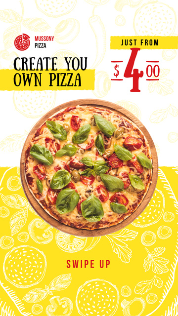 Plantilla de diseño de Pizzeria Offer Pizza with Tomatoes Instagram Story 