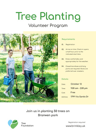 Plantilla de diseño de Volunteer Program Team Planting Trees Poster 