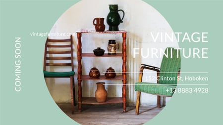 Vintage Furniture Shop Ad Antique Cupboard FB event cover Design Template