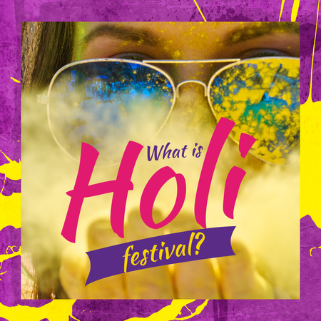Girl with paint at Indian Holi festival Instagram AD Design Template