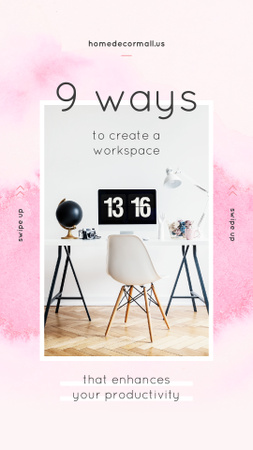 Computer on working table Instagram Story Design Template