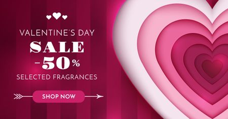 Plantilla de diseño de Valentine's Day Heart in Pink Facebook AD 