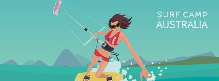Woman kite surfing Facebook Video cover tervezősablon