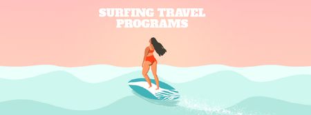 Summer Vacation Offer with Woman on Surfboard Facebook Video cover tervezősablon