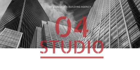 Building Agency Ad with Modern Skyscrapers Image Design Template
