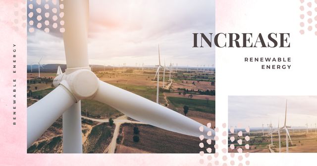 Modèle de visuel Renewable Energy with Wind Turbines Farm - Facebook AD