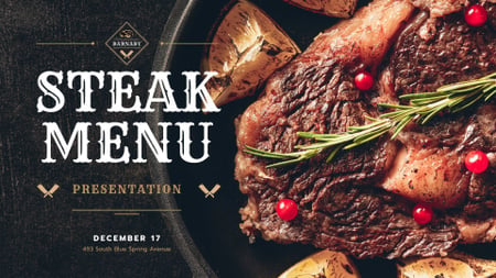 Restaurant Offer delicious Grilled Steak FB event cover Design Template