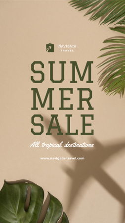 Platilla de diseño Summer Tour Sale with Palm leaves Instagram Story