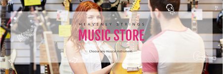 Music Store Ad with Female Consultant Email headerデザインテンプレート