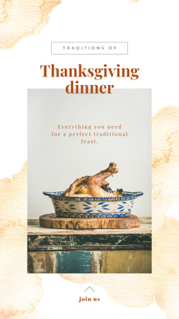 Thanksgiving Dinner Tradition Roasted Turkey Instagram Story Design Template