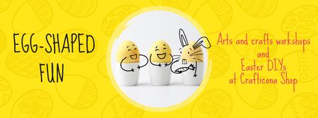Ontwerpsjabloon van Facebook Video cover van Greeting Cards Offer with cute Easter Eggs