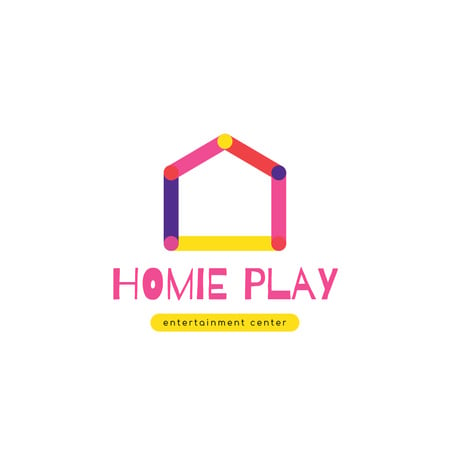 Entertainment Center with Colorful House Silhouette Logo Design Template