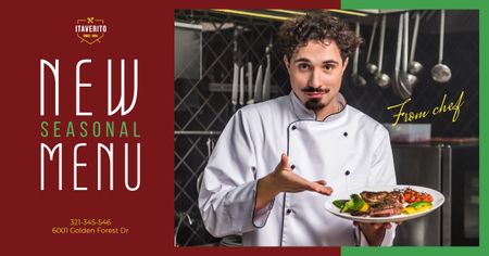 Modèle de visuel Menu Special on Plate Presented by Chef - Facebook AD