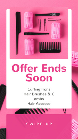 Ontwerpsjabloon van Instagram Story van Hairdressing Tools Sale in Pink