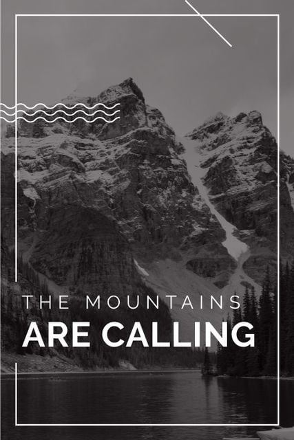 Travel Inspiration Quote with Scenic Mountains Lake Tumblr Design Template