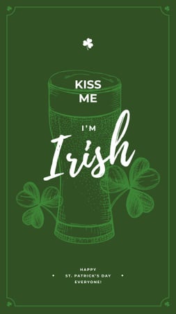 Saint Patrick's Day beer glass Instagram Story Modelo de Design