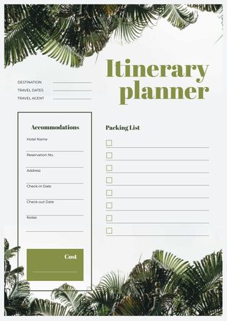 Platilla de diseño Itinerary Planner on Jungle Leaves Schedule Planner