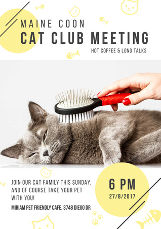 Cat club meeting Poster Design Template
