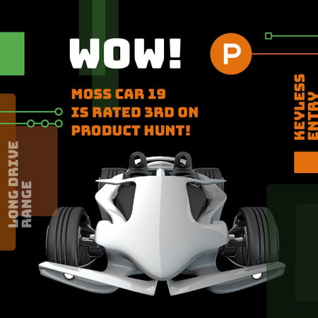 Product Hunt Launch Ad with Sports Car Animated Post Modelo de Design
