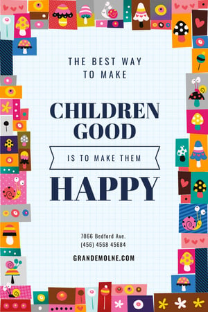 Childhood Quote in Funny Icons Frame Pinterest Design Template