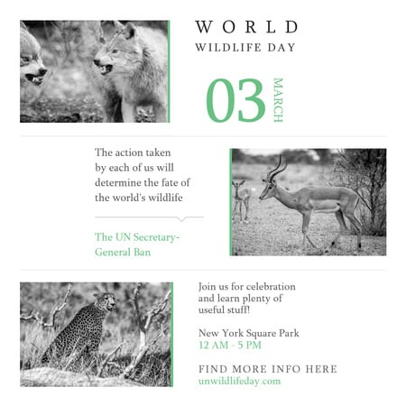 World wildlife day with Animals in Natural habitat Instagram Design Template