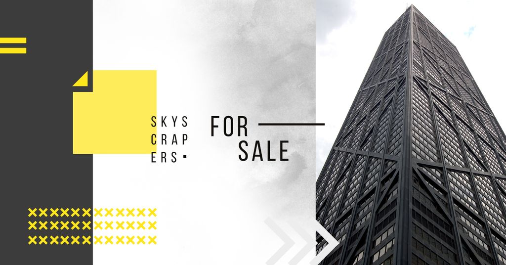 Modern Skyscrapers Sale Offer In Gray Facebook ADデザインテンプレート