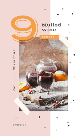 Red mulled wine with fruits Instagram Story Design Template