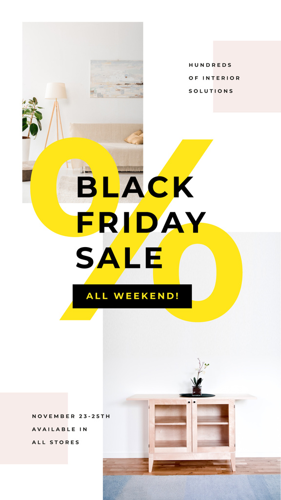 Black Friday Offer with Cozy interior in light colors Instagram Story Design Template