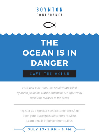 Platilla de diseño Ecology Conference Invitation with blue Sea Waves Invitation