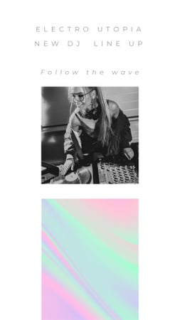 Plantilla de diseño de Elegante DJ Girl tocando música en dj remote Instagram Story 