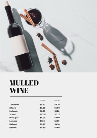 Glass with Mulled Wine Menu Design Template