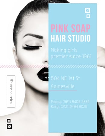 Hair Studio Ad Woman with creative makeup Poster US tervezősablon