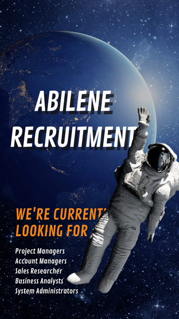 Hiring Offer Astronaut Waving in Outer Space Instagram Video Story – шаблон для дизайна