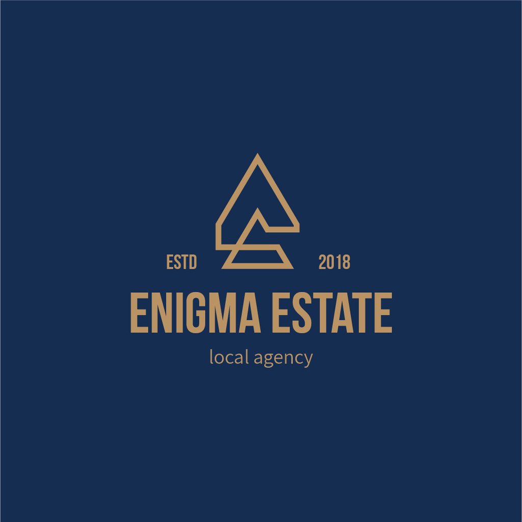 Real Estate Agency Ad with Building Icon in Blue Logoデザインテンプレート