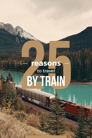 Travelling by Train Railways in Nature Landscape Tumblr Design Template