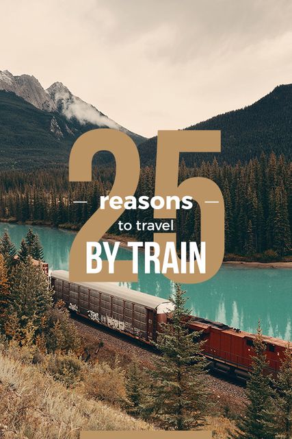 Designvorlage Travelling by Train Railways in Nature Landscape für Tumblr