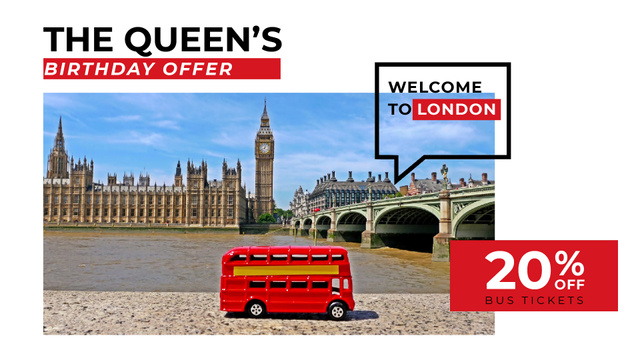 Ontwerpsjabloon van Full HD video van Queen's Birthday London Tour Offer