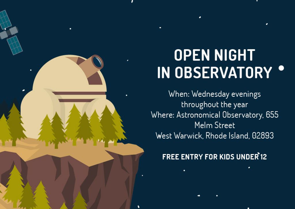 Open night in Observatory Card Design Template
