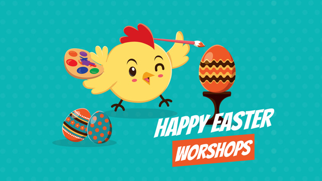 Modèle de visuel Easter Workshop Chick Coloring Egg - Full HD video
