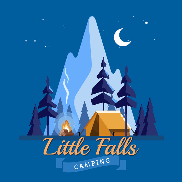 Camp Between Mountains at Night Animated Post Design Template