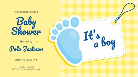 Modèle de visuel Baby Shower invitation with Foot and Tag - FB event cover