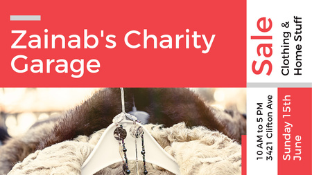 Charity Sale Announcement Clothes on Hangers Title Šablona návrhu