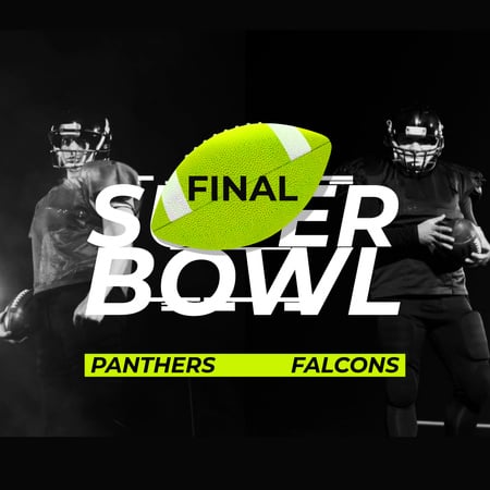 Super Bowl Match Announcement with Players in Uniform Animated Post Design Template