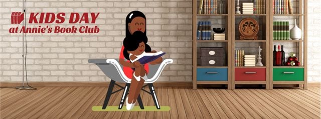 Ontwerpsjabloon van Facebook Video cover van Mother and child reading book