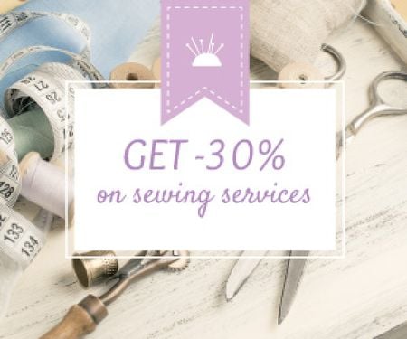 Ontwerpsjabloon van Medium Rectangle van Sewing services sale