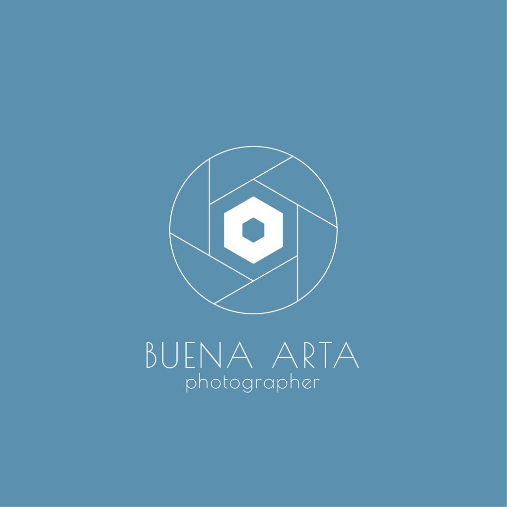 Photo Services Ad with Camera Shutter in Blue Logo Design Template