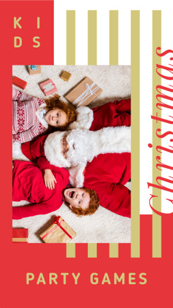 Designvorlage kinder und weihnachtsmann an weihnachten für Instagram Story