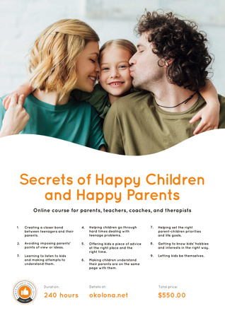 Parenthood Courses Ad Family with Daughter Posterデザインテンプレート